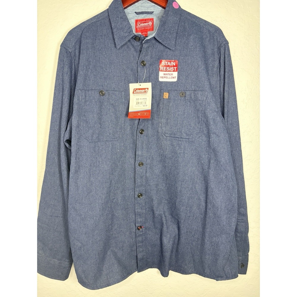 New Coleman Outdoor Co. Mens Denim Long Sleeve Medium Weight Long Sleeve Size XL